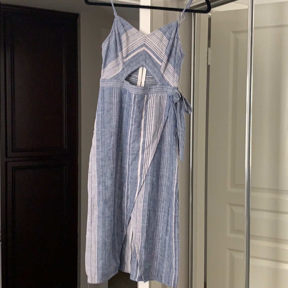 Express blue and white dress with cut out detail